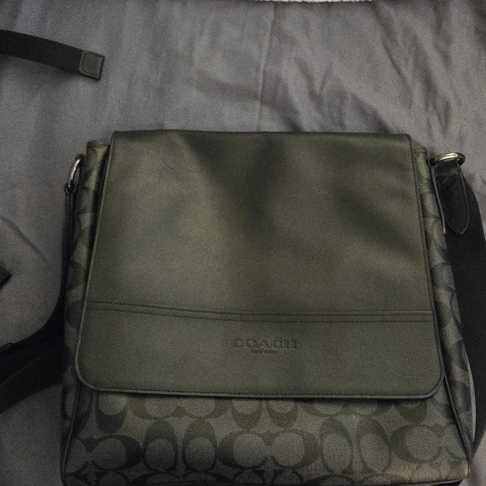 Coach Black Messenger Bag with Signature Design